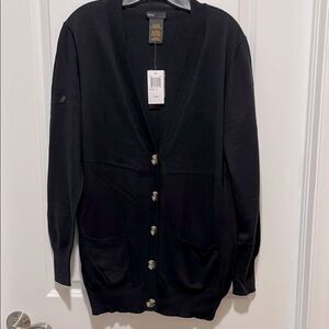 Grace Elements Cotton & Cashmere V Neck Button Down Cardigan NWT SZ L